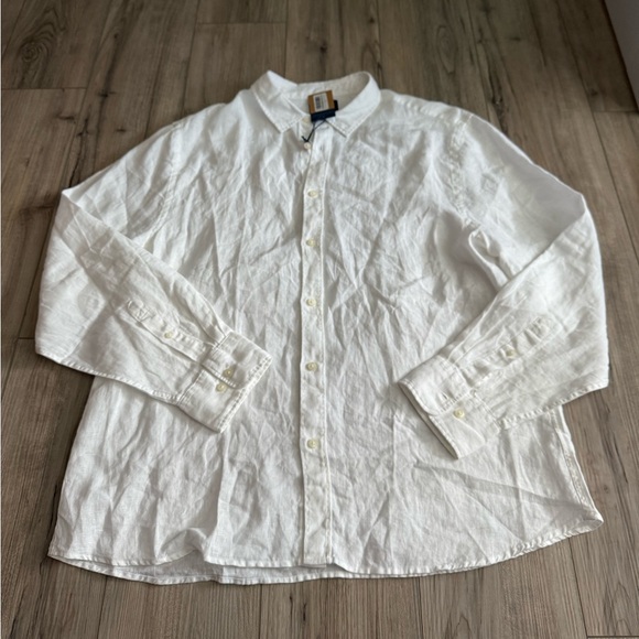 Charles Tyrwhitt Slim Fit White 100% Linen Button Down Shirt Sz XXL NWT - Picture 1 of 6